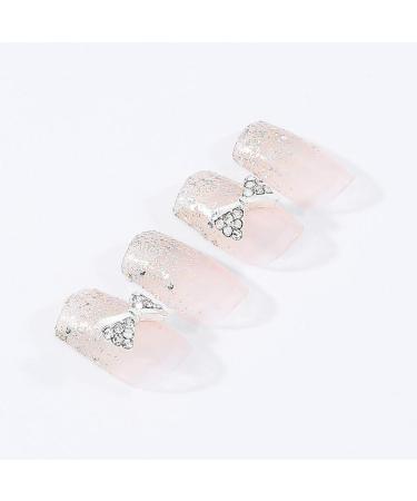 Brishow Pink Glitter Coffin Artificial Nails - 24-Piece Full Cover Ballerina Acrylic Press-On False Nails for Women & Girls - Buy Online on GoSupps.com