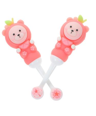 Kombiuda 2st children's toothbrush with soft bristle children toothbrush brisk toothbrush children wear toothbrush hand toothbrush toddler travel pebbles soft fur pink 1 piece (1 Pack) pink
