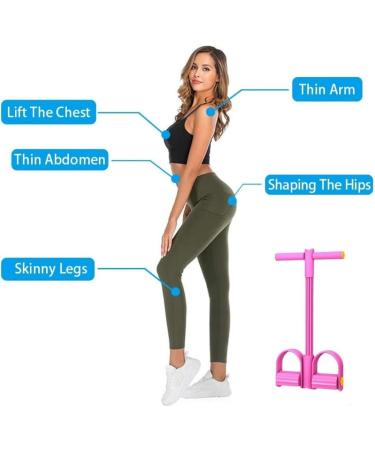 MOILO Multi-Functional Stirrup Puller | 6 Tubes Natural Rubber Resistance Band | Fitness Yoga Tension Rope for Arm Abdominal Waist Leg Slimming | Pink - Buy Online on GoSupps.com
