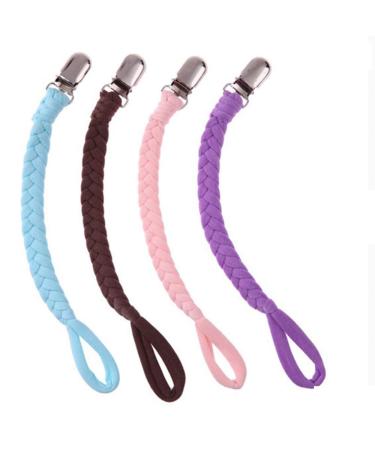 Buy EXQUILEG 4Pcs Pacifier Strap Clips - Cotton Pacifier Chain with Stainless Steel Clamps for Unisex Babies - Secure & Stylish Baby Accessories - Buy Online on GoSupps.com
