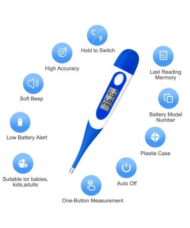 Berrcom Digital Thermometer for Adults - Fever Alarm, C/F Switchable, Soft Tips - DT-008 - Buy Online on GoSupps.com