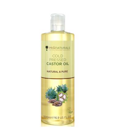 PraNaturals Cold Pressed Castor Oil 500ml - 100% Natural Vegan & Pure for Hair Eyebrows & Eyelash Growth Softer Skin & Face Rich In Omega-6 Omega-9 & Essential Fatty Acids 500 ml (Pack of 1)