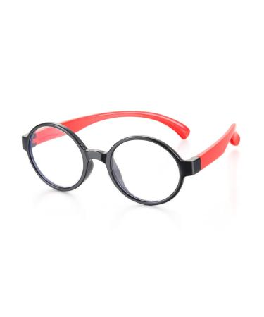 Children's glasses with silicone frames radiation resistant computer glasses for children anti-blue light glasses for video games black / red
