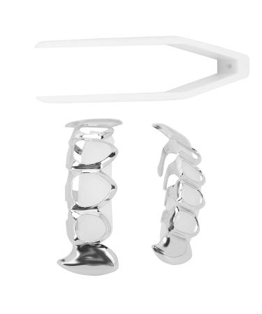 Plated Hip Hop Teeth Costume Hip Hop Teeth Compact Portable Hollow Exquisite Firm Brass for Dancing Party for Concert Gathering(Silver)