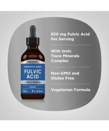 Piping Rock Liquid Fulvic Acid Drops | 2 fl oz | with Trace Minerals | Ionic Supplement | Vegetarian Non-GMO & Gluten Free - Buy Online on GoSupps.com