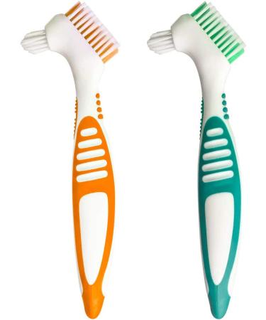 Denture Brush Toothbrush - 2Pcs Multi-Tufted Bristles for Deep Cleaning and Freshness (Random Color) - Buy Online on GoSupps.com