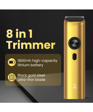 Sejoy Beard Trimmer & Grooming Kit for Men - Cordless Waterproof USB Rechargeable Hair Clippers & Nose Hair Trimmer with LED Display - All-in-One Gold Set - Buy Online on GoSupps.com