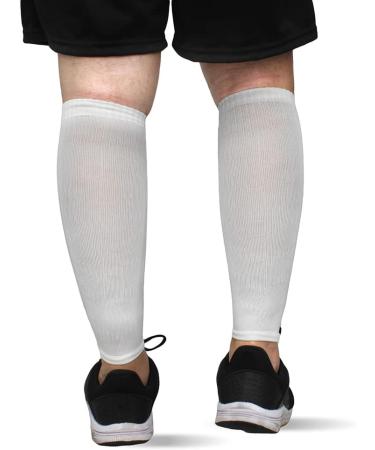 Muvin Solid Calf Compression Sleeves for Men & Women - White, Size L | Sports Running - Shin Splints & Muscle Pain Relief - Buy Online on GoSupps.com