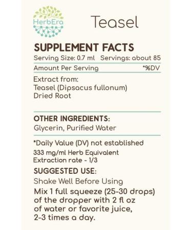 Teasel B60 Alcohol-Free Herbal Extract Tincture - Natural Concentrated Liquid Drops (2 fl oz) | International Shipping Available - Buy Online on GoSupps.com