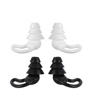 2 Pairs Quiet Noise Reduction Earplugs Reusable Flexible Silicone Ear Plugs for Sleeping Swimming Noise Sensitivity & Flights Snoring Travel Concerts 40dB Noise Cancelling