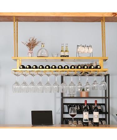 Metal Wine Glasses Hanger Wine Storage Display Shelf Wine Glass Racks Bilayer 60-200cm Ceiling Bottle Rack Width/Height Adjustable High Load-Bearing Capacity (Gold 60cmx30cm) - Buy Online on GoSupps.com