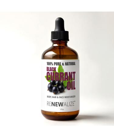 Renewalize Black Currant Seed Oil Cold Pressed 100% Pure Natural Carrier Oil for Skin & Hair | Rich in GLA & Omega Fatty Acids | Moisturizer for Face Scalp Nails | 4 fl oz