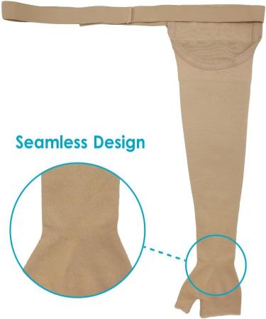 Lymphedema Arm Sleeve with Shoulder Strap & Gauntlet | Graduated Compression 20-30 mmHg | Blood Circulation Support for Swelling | Taiwan Excellence - Beige L - Buy Online on GoSupps.com