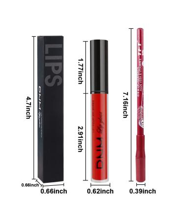 Ruby Red Matte Lipstick and Lip Liner Set - Long Lasting Waterproof Makeup Stain - 24H Lip Gloss - Pack of 2 - 0.21 Fl Oz - Buy Online on GoSupps.com