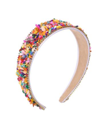 MHDGG Pearl Headbands for Women Stone Rhinestone Decor Headband Bling Faux Rhinestones Hairbands Bridal Hair Hoop Wedding Hair Accessories for Women Girls