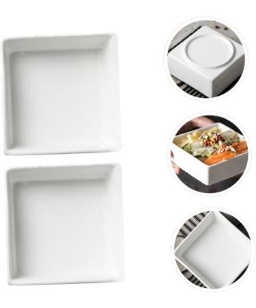 ABOOFAN 2pcs Sauce Dish Dishes Porcelain Saucer Dish Snack Plate Square Seasoning Dish Mini Porcelain Bowls Small Snack Dish Food Seasoning Dish White Ceramics Condiment Platter - Buy Online on GoSupps.com