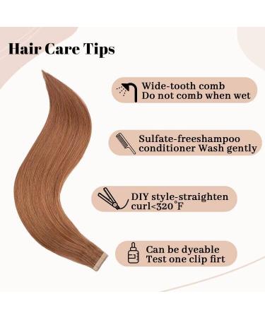 Hotlulana 16 Auburn Ginger Tape Extensions - 40PCS 100% Real Human Hair Skin Weft Invisible Remy Tape In Extensions #30 - Buy Online on GoSupps.com