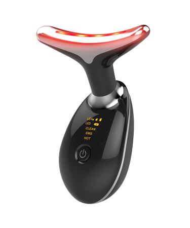 Red Light Therapy for Face, 7 Color Led Face Skin Rejuvenation for Face & Neck Beauty Device, Deplux Neck Tightening Device Glossy Black