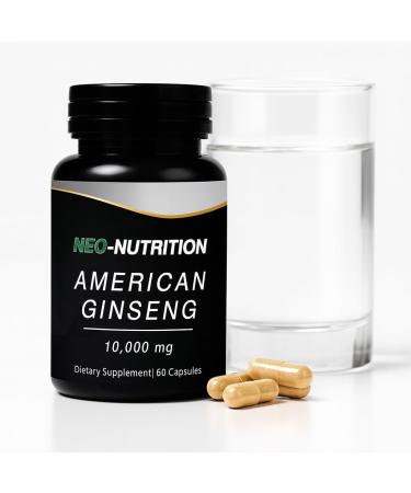 AMERICAN GINSENG 10 000mg Ginseng Root Extract Powder Energy and Focus Pills for Men and Women Potent Ground Ginseng Root - No Fillers Binders or Other Additives. STAMINA IMMUNE BOOST