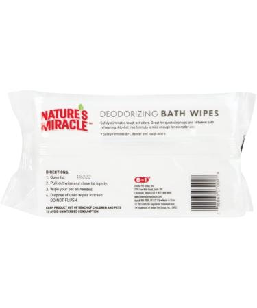 Nature's Miracle Dog Bath Wipes - 100 Count, Spring Waters Deodorizing Formula - Buy Online on GoSupps.com