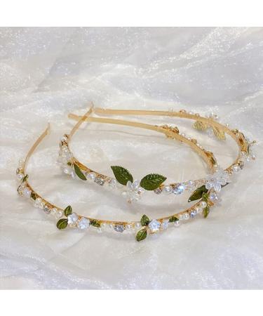 X Hot Popcorn 2PCS Pearl Flower Crystal Headband - Bridal Hair Accessory - Buy Online on GoSupps.com