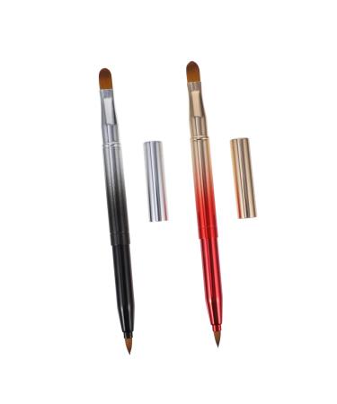 2pcs Portable Double Ended Lip Brush Lip Gloss Brush Makeup Brush Double-ended Lip Brush Retractable Lip Brush Concealer Brush Versatile Cosmetic Brush Flexible Lipstick Brush