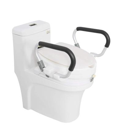 10cm Raised Toilet Seat with Removable Padded Armrests - White Anatomic Design with Fixing System - Buy Online on GoSupps.com