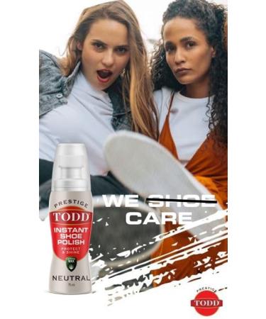 TODD PRESTIGE LIQUID SHOE POLISH NEUTRAL with Carnauba Wax | Instant Shine and Protect for Shoes Boots Bags | 75ml Bottle with Sponge - Buy Online on GoSupps.com