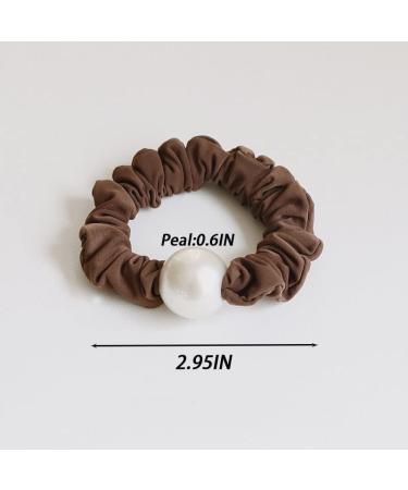 Jseng 6 Pcs Pearl Hair Scrunchies Hair Ties - Elegant Hair Accessories for Long Thick Ponytail - Brown and Black - 3 Styles Included - Buy Online on GoSupps.com