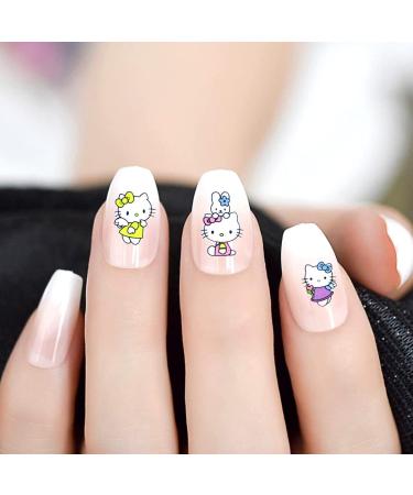 Kawaii Hello Kitty Cartoon Nail Stickers - Self-Adhesive Decals for Women, Girls, and Kids (12 Sheets) - Buy Online on GoSupps.com