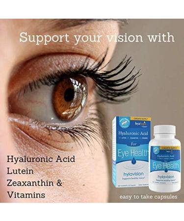 Hyalogic HylaVision Eye Health Supplement - Hyaluronic Acid, Lutein and Zeaxanthin Supplements Contains Eye Vitamins A, C, E, and Zinc Soothe Tired Eyes (120 Capsules) - Buy Online on GoSupps.com