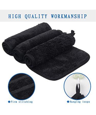 Kinhwa Washcloth Frote - 3 Luxurious Black Microfiber Makeup Remover Towels | Soft Absorbent & Reusable | Lint-Free Facial Cleaning (15cm x 30cm) - Buy Online on GoSupps.com