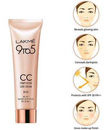 LAK.M 9 To 5 Cc Cream Mini|| 01-Beige|| Light Face Makeup With Natural Coverage For All Skin|| Spf 30-Tinted Moisturizer To Brighten Skin|| Conceal Dark Spots|| 9 G 1 Count - Buy Online on GoSupps.com