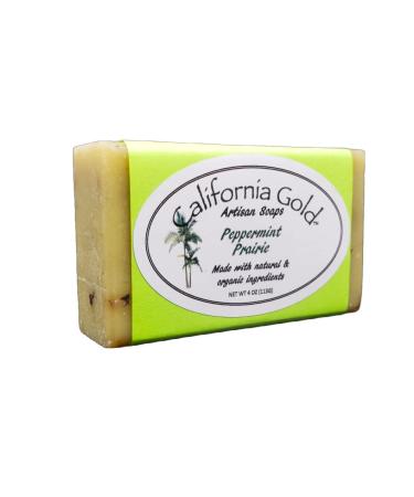 California Gold Artisan Soaps Peppermint Prairie Bar Soap-Natural and Organic made with Wheat &Barley Grass. 1-4 oz. bar