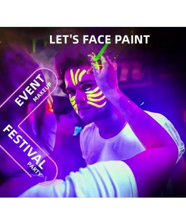 SayingArt Blacklight Glow Face Paint Kit - Non-Toxic Neon Makeup for Kids/Adults - UV Water Based Body Painting Set - Perfect for Easter, Glow Parties, and Halloween - 6pcs - Buy Online on GoSupps.com
