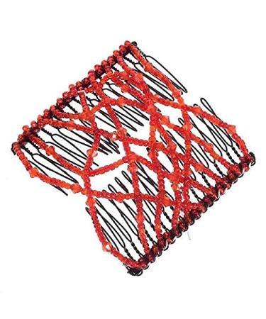 Premium Magic Double Hair Clip for Women & Girls | Elastic Stretch Hair Claw - Red - Buy Online on GoSupps.com