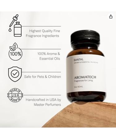 AromaTech Santal Aroma Essential Oil Blend: Luxury Hotel Inspired Aromatherapy with Amber Vanilla Cedar & Sandalwood for Ultrasonic Diffusers (2 Fl Oz (Pack of 1)) - Buy Online on GoSupps.com