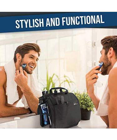 Large Hanging Travel Toiletry Bag for Men and Women - 10 Compartment Organizer with YKK Zippers, XXL Metal Swivel Hook - Water-Resistant Nylon in Black - Buy Online on GoSupps.com