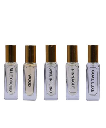 Blue Orchid Wood Spice Inferno Pinnacle Goal Luxe| Luxury Eau De Perfume| 5x20ML Set (100ML)| 35% Concentration Oil Perfume| Luxury Perfume For Mens| 8HR Long Lasting| Best Perfume Set