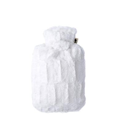 Hugo Frosch Hot Water Bottle Classic 1.8 Ltr. with microfibre cover in animal fur look white 330 g