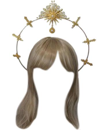 amangul Cosplay Angel Aureole Shape Headband Materials Festival Hair Hoop Christmas Shows Headpiece New Year Costume(Ts 56A Gold Material) - Buy Online on GoSupps.com