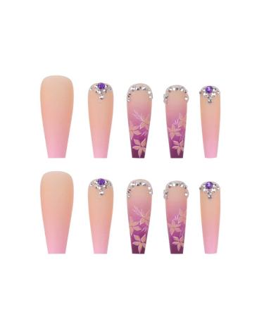 Foccna Extra Long Rhinestone Pink Fake Nails - 24PCS - Buy Online on GoSupps.com