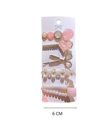 LNGLAT 5 PCS Hair Clip Set - Pearl and Rhinestone Handmade Hairpins for Women and Girls - Trendy Flower Headwear in Pink - Buy Online on GoSupps.com