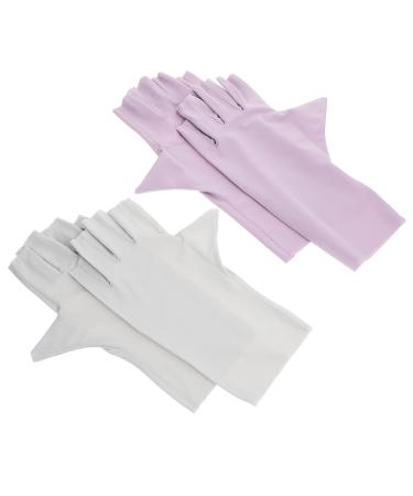 minkissy 2 Pairs Pink Gloves Nail Art Uv Gloves Manicure Uv Gloves Uv Nail Gloves Nail Art Accessory Sun Protection Gloves Uv Protection Gloves Nail Uv Gloves Nylon Gel