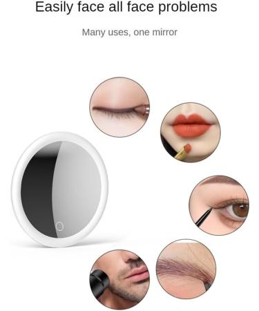 SOFORFREEM 1 Piece 10X Magnifying Mirror with Light Makeup Mirror with Lights Compact LED Magnified Mirror White ABS for Bathroom Bedroom Hotel - Buy Online on GoSupps.com