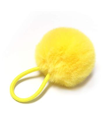 SUSULU Furry Hair Elastic Bands Faux Rabbit Fur Pompom Hair Ties Scrunchies for Women Rubber Band with 5cm Ball Ponytail Holder Accessories Pack of 12pcs (Yellow) - Buy Online on GoSupps.com
