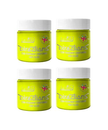 4x La Riche Directions Semi-Permanent Hair Color 100ml Tub - Fluorescent Yellow Fluorescent Yellow 100 ml (Pack of 4)