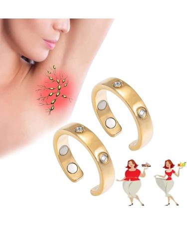 Asotagi Lymphatic Drainage Therapy Magnetic Rings - 2-Piece Open Finger Ring Set for Men & Women | Gold - Buy Online on GoSupps.com