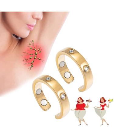 Yusat 2 Pack Lymphatic Drainage Magnetic Ring Adjustable Weight Loss Open Finger Ring Magnetic Ring Women and Men