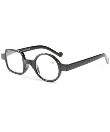 Kodilin round square reading glasses men reading glasses women anti-light blue for computers or gaming spring hinge reading glasses 1.0 1.5 2.0 2.5 3.0 3.5 (black 3.50)